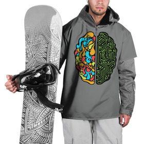Накидка на куртку 3D с принтом Мужское и женское в Тюмени, 100% полиэстер |  | iq | интеллект | искусство | логика | мозг | плата | полушарие | творчество | ум