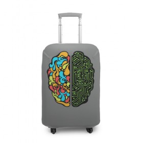 Чехол для чемодана 3D с принтом Мужское и женское в Тюмени, 86% полиэфир, 14% спандекс | двустороннее нанесение принта, прорези для ручек и колес | iq | интеллект | искусство | логика | мозг | плата | полушарие | творчество | ум