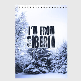 Скетчбук с принтом Я из Сибири в Тюмени, 100% бумага
 | 48 листов, плотность листов — 100 г/м2, плотность картонной обложки — 250 г/м2. Листы скреплены сверху удобной пружинной спиралью | Тематика изображения на принте: siberia | зима | россия | сибирь | снег | холод