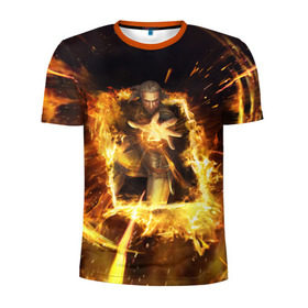Мужская футболка 3D спортивная с принтом The Witcher в Тюмени, 100% полиэстер с улучшенными характеристиками | приталенный силуэт, круглая горловина, широкие плечи, сужается к линии бедра | witcher | ведьмак | геральт