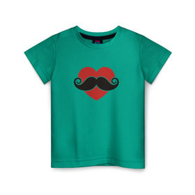 Детская футболка хлопок с принтом Носи усы! Wear mustache! в Тюмени, 100% хлопок | круглый вырез горловины, полуприлегающий силуэт, длина до линии бедер | Тематика изображения на принте: beard | movember | mustache | борода | усабрь | усы