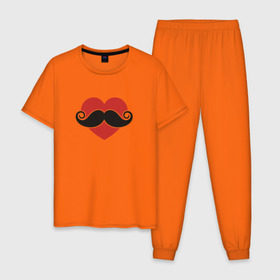 Мужская пижама хлопок с принтом Носи усы! Wear mustache! в Тюмени, 100% хлопок | брюки и футболка прямого кроя, без карманов, на брюках мягкая резинка на поясе и по низу штанин
 | beard | movember | mustache | борода | усабрь | усы