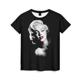 Женская футболка 3D с принтом Мэрилин Монро в Тюмени, 100% полиэфир ( синтетическое хлопкоподобное полотно) | прямой крой, круглый вырез горловины, длина до линии бедер | marilyn monroe | актриса | блондинка | губы | звезда | кино | певица