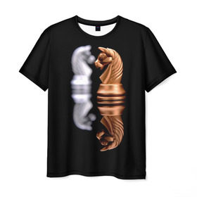 Мужская футболка 3D с принтом Ход конём в Тюмени, 100% полиэфир | прямой крой, круглый вырез горловины, длина до линии бедер | 64 | chess | игра | конь | спорт | фигура | шахматы