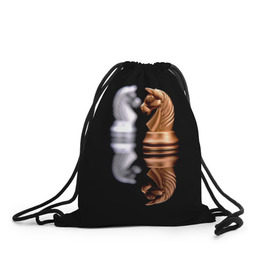 Рюкзак-мешок 3D с принтом Ход конём в Тюмени, 100% полиэстер | плотность ткани — 200 г/м2, размер — 35 х 45 см; лямки — толстые шнурки, застежка на шнуровке, без карманов и подкладки | 64 | chess | игра | конь | спорт | фигура | шахматы