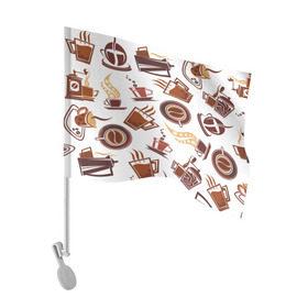 Флаг для автомобиля с принтом Coffee в Тюмени, 100% полиэстер | Размер: 30*21 см | кофе | паттерн