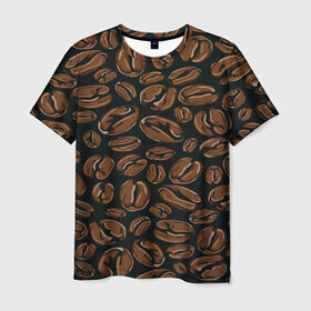 Мужская футболка 3D с принтом Арабика в Тюмени, 100% полиэфир | прямой крой, круглый вырез горловины, длина до линии бедер | beens | coffee | pattern | бобы | зерна | кофе | паттерн