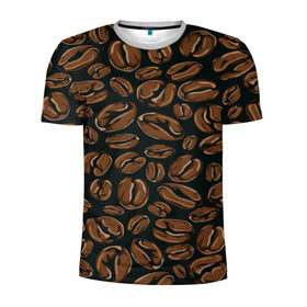 Мужская футболка 3D спортивная с принтом Арабика в Тюмени, 100% полиэстер с улучшенными характеристиками | приталенный силуэт, круглая горловина, широкие плечи, сужается к линии бедра | beens | coffee | pattern | бобы | зерна | кофе | паттерн