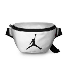 Поясная сумка 3D с принтом Michael Jordan в Тюмени, 100% полиэстер | плотная ткань, ремень с регулируемой длиной, внутри несколько карманов для мелочей, основное отделение и карман с обратной стороны сумки застегиваются на молнию | логотип майкл джордан