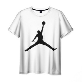 Мужская футболка 3D с принтом Michael Jordan в Тюмени, 100% полиэфир | прямой крой, круглый вырез горловины, длина до линии бедер | логотип майкл джордан