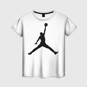 Женская футболка 3D с принтом Michael Jordan в Тюмени, 100% полиэфир ( синтетическое хлопкоподобное полотно) | прямой крой, круглый вырез горловины, длина до линии бедер | логотип майкл джордан