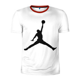 Мужская футболка 3D спортивная с принтом Michael Jordan в Тюмени, 100% полиэстер с улучшенными характеристиками | приталенный силуэт, круглая горловина, широкие плечи, сужается к линии бедра | Тематика изображения на принте: логотип майкл джордан