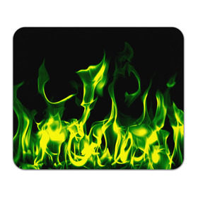 Коврик прямоугольный с принтом Зелёный огонь в Тюмени, натуральный каучук | размер 230 х 185 мм; запечатка лицевой стороны | пламя | черный | яркий