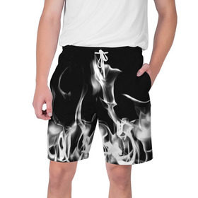Мужские шорты 3D с принтом Огонь в Тюмени,  полиэстер 100% | прямой крой, два кармана без застежек по бокам. Мягкая трикотажная резинка на поясе, внутри которой широкие завязки. Длина чуть выше колен | монохромный | пламя