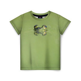 Детская футболка 3D с принтом Лягушка в Тюмени, 100% гипоаллергенный полиэфир | прямой крой, круглый вырез горловины, длина до линии бедер, чуть спущенное плечо, ткань немного тянется | Тематика изображения на принте: болото | жаба | животные | лягушка