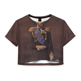 Женская футболка 3D укороченная с принтом Александр III Миротворец в Тюмени, 100% полиэстер | круглая горловина, длина футболки до линии талии, рукава с отворотами | имерский царь