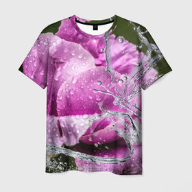 Мужская футболка 3D с принтом Душа цветов в Тюмени, 100% полиэфир | прямой крой, круглый вырез горловины, длина до линии бедер | Тематика изображения на принте: бабочка | букет | вода | девушки | душа | красота | прелесть | роза | розы | цветы