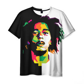 Мужская футболка 3D с принтом Bob Marley в Тюмени, 100% полиэфир | прямой крой, круглый вырез горловины, длина до линии бедер | боб марли | поп арт