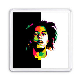 Магнит 55*55 с принтом Bob Marley в Тюмени, Пластик | Размер: 65*65 мм; Размер печати: 55*55 мм | боб марли | поп арт