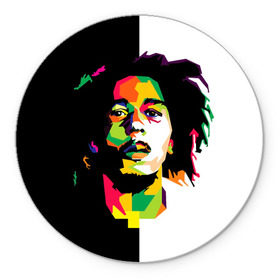Коврик круглый с принтом Bob Marley в Тюмени, резина и полиэстер | круглая форма, изображение наносится на всю лицевую часть | Тематика изображения на принте: боб марли | поп арт