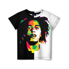 Детская футболка 3D с принтом Bob Marley в Тюмени, 100% гипоаллергенный полиэфир | прямой крой, круглый вырез горловины, длина до линии бедер, чуть спущенное плечо, ткань немного тянется | Тематика изображения на принте: боб марли | поп арт