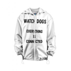 Детская куртка 3D с принтом Watch Dogs в Тюмени, 100% полиэстер | застежка — молния, подол и капюшон оформлены резинкой с фиксаторами, по бокам — два кармана без застежек, один потайной карман на груди, плотность верхнего слоя — 90 г/м2; плотность флисового подклада — 260 г/м2 | Тематика изображения на принте: 