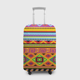 Чехол для чемодана 3D с принтом Этнический орнамент в Тюмени, 86% полиэфир, 14% спандекс | двустороннее нанесение принта, прорези для ручек и колес | пестрый | разноцветный | яркий