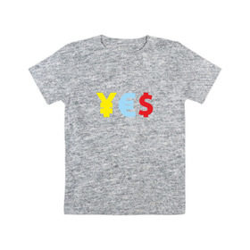 Детская футболка хлопок с принтом YES! йена, доллар, евро в Тюмени, 100% хлопок | круглый вырез горловины, полуприлегающий силуэт, длина до линии бедер | америка | бакс | валюта | доллар | евро | европа | сша | штаты | япония