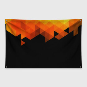 Флаг-баннер с принтом Trianse в Тюмени, 100% полиэстер | размер 67 х 109 см, плотность ткани — 95 г/м2; по краям флага есть четыре люверса для крепления | оранжевый | полигон | треугольники | черный
