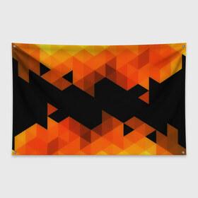 Флаг-баннер с принтом Trianse Orange в Тюмени, 100% полиэстер | размер 67 х 109 см, плотность ткани — 95 г/м2; по краям флага есть четыре люверса для крепления | оранжевый | полигоны | треугольники | черный