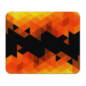 Коврик прямоугольный с принтом Trianse Orange в Тюмени, натуральный каучук | размер 230 х 185 мм; запечатка лицевой стороны | Тематика изображения на принте: оранжевый | полигоны | треугольники | черный