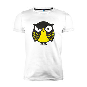 Мужская футболка премиум с принтом Сердитая сова в Тюмени, 92% хлопок, 8% лайкра | приталенный силуэт, круглый вырез ворота, длина до линии бедра, короткий рукав | 