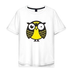 Мужская футболка хлопок Oversize с принтом Офигевшая сова в Тюмени, 100% хлопок | свободный крой, круглый ворот, “спинка” длиннее передней части | bird | owl | няша | птица | сова | совунья | совушка | сыч