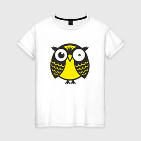 Женская футболка хлопок с принтом Офигевшая сова в Тюмени, 100% хлопок | прямой крой, круглый вырез горловины, длина до линии бедер, слегка спущенное плечо | bird | owl | няша | птица | сова | совунья | совушка | сыч