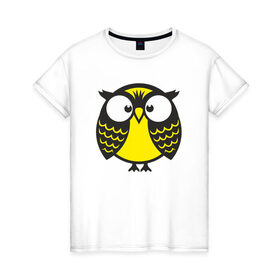 Женская футболка хлопок с принтом Совушка-сова в Тюмени, 100% хлопок | прямой крой, круглый вырез горловины, длина до линии бедер, слегка спущенное плечо | 
