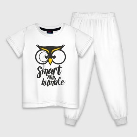 Детская пижама хлопок с принтом Owl. Smart and humble в Тюмени, 100% хлопок |  брюки и футболка прямого кроя, без карманов, на брюках мягкая резинка на поясе и по низу штанин
 | Тематика изображения на принте: 