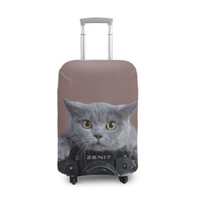 Чехол для чемодана 3D с принтом Котик фотограф в Тюмени, 86% полиэфир, 14% спандекс | двустороннее нанесение принта, прорези для ручек и колес | кот | котик | кошка | объектив | фотоаппарат | фотограф