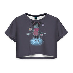 Женская футболка 3D укороченная с принтом Undertale в Тюмени, 100% полиэстер | круглая горловина, длина футболки до линии талии, рукава с отворотами | game | games | spider | undertale | игра | игры | паук