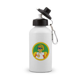 Бутылка спортивная с принтом Раста-Гомер в Тюмени, металл | емкость — 500 мл, в комплекте две пластиковые крышки и карабин для крепления | гомер | мульт | симпсоны