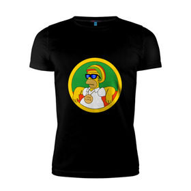 Мужская футболка премиум с принтом Раста-Гомер в Тюмени, 92% хлопок, 8% лайкра | приталенный силуэт, круглый вырез ворота, длина до линии бедра, короткий рукав | гомер | мульт | симпсоны
