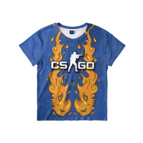 Детская футболка 3D с принтом Fire Elemental в Тюмени, 100% гипоаллергенный полиэфир | прямой крой, круглый вырез горловины, длина до линии бедер, чуть спущенное плечо, ткань немного тянется | counter | cs | cs:go | go | strike | дух | огня