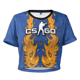 Женская футболка 3D укороченная с принтом Fire Elemental в Тюмени, 100% полиэстер | круглая горловина, длина футболки до линии талии, рукава с отворотами | Тематика изображения на принте: counter | cs | cs:go | go | strike | дух | огня
