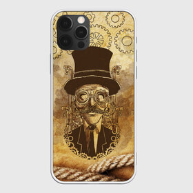 Чехол для iPhone 12 Pro Max с принтом Стимпанк человек в Тюмени, Силикон |  | steampunk | steampunk man | в цилиндре | в шляпе | канат | механизм | стимпанк | усы | человек