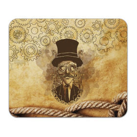 Коврик прямоугольный с принтом Стимпанк человек в Тюмени, натуральный каучук | размер 230 х 185 мм; запечатка лицевой стороны | Тематика изображения на принте: steampunk | steampunk man | в цилиндре | в шляпе | канат | механизм | стимпанк | усы | человек