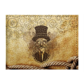 Обложка для студенческого билета с принтом Стимпанк человек в Тюмени, натуральная кожа | Размер: 11*8 см; Печать на всей внешней стороне | steampunk | steampunk man | в цилиндре | в шляпе | канат | механизм | стимпанк | усы | человек