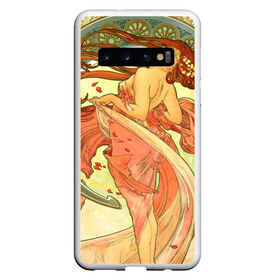 Чехол для Samsung Galaxy S10 с принтом Alphonse Maria Mucha в Тюмени, Силикон | Область печати: задняя сторона чехла, без боковых панелей | alphonse maria mucha | artist | drawing | girl | painting | pattern | patterns | альфонс | графика | девушка | живопись | картина | мария | муха | орнамент | узоры | художник