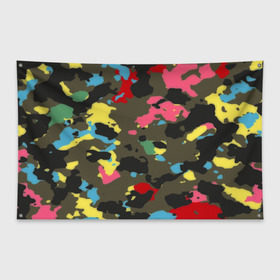 Флаг-баннер с принтом Цветной камуфляж в Тюмени, 100% полиэстер | размер 67 х 109 см, плотность ткани — 95 г/м2; по краям флага есть четыре люверса для крепления | маскировка | пестрый | разноцветный | яркий