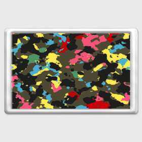 Магнит 45*70 с принтом Цветной камуфляж в Тюмени, Пластик | Размер: 78*52 мм; Размер печати: 70*45 | Тематика изображения на принте: маскировка | пестрый | разноцветный | яркий