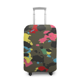 Чехол для чемодана 3D с принтом Цветной камуфляж в Тюмени, 86% полиэфир, 14% спандекс | двустороннее нанесение принта, прорези для ручек и колес | маскировка | пестрый | разноцветный | яркий