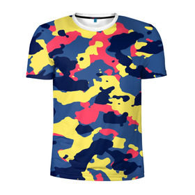 Мужская футболка 3D спортивная с принтом Разноцветный камуфляж в Тюмени, 100% полиэстер с улучшенными характеристиками | приталенный силуэт, круглая горловина, широкие плечи, сужается к линии бедра | 